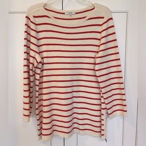 Madewell Boatneck Striped Side Zip Sweater Size XL